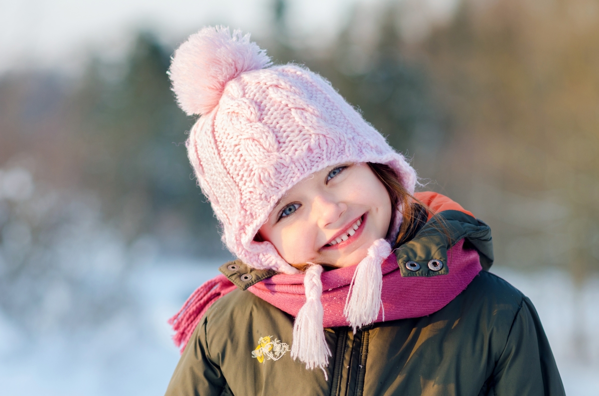 Winter, little girl, smile, snow, 4k