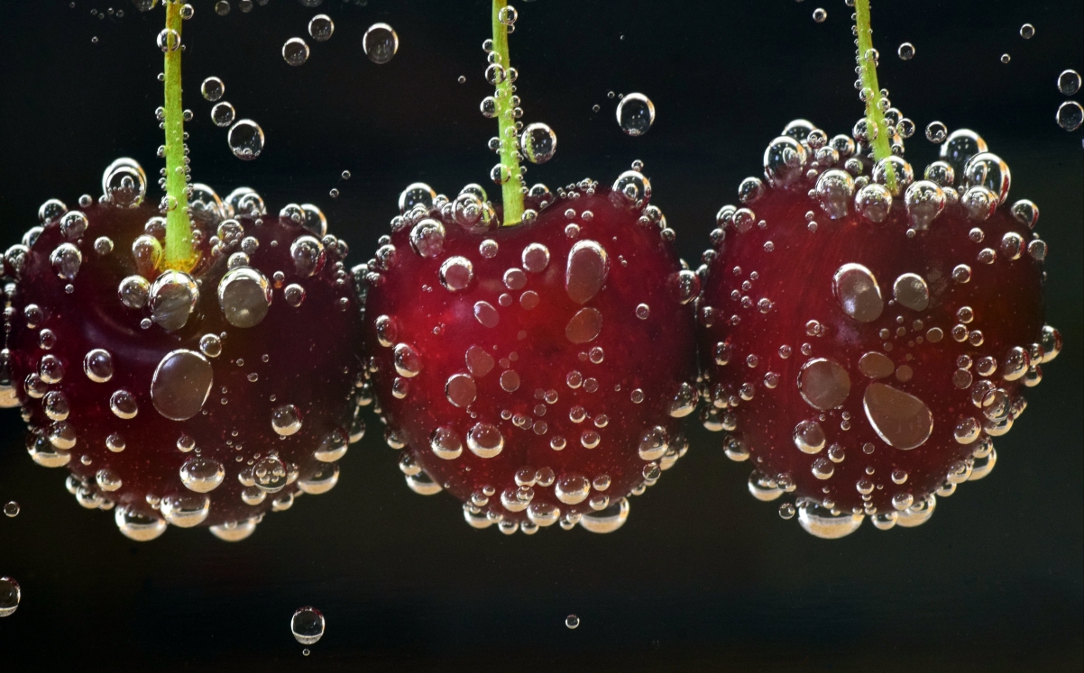 Cherry red on fruit food