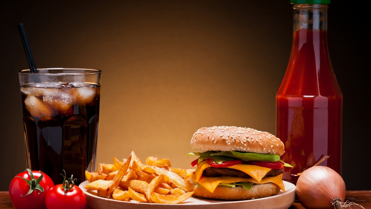 Burger French Fries Soda 4K Wall