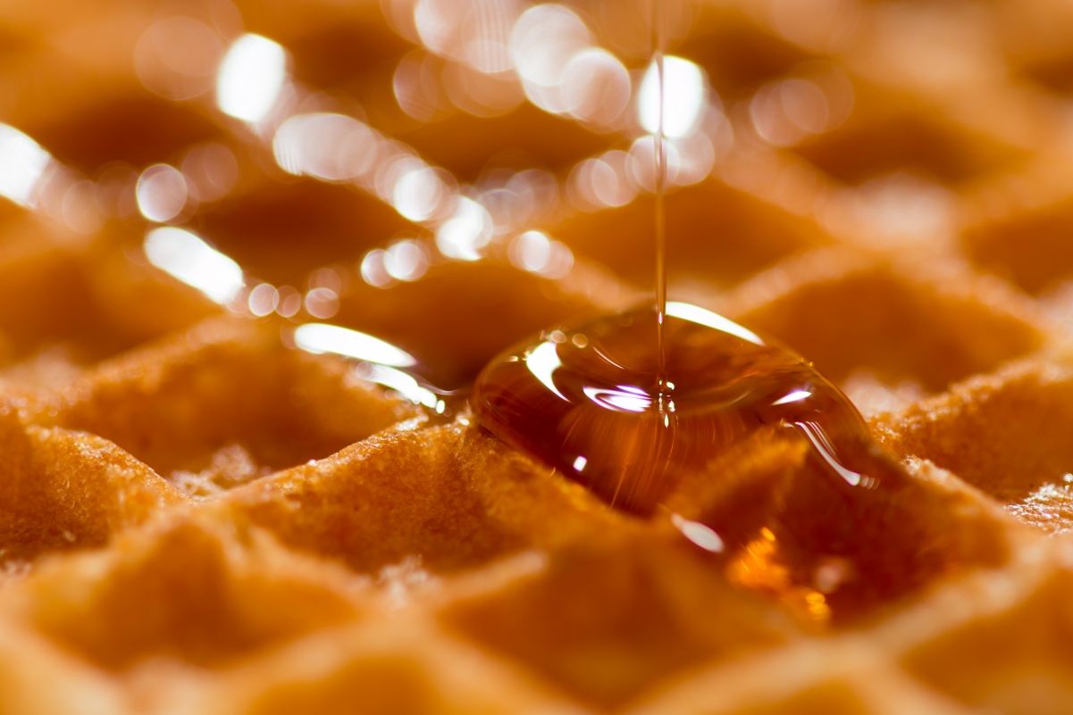 Waffle food illustration dripped with honey