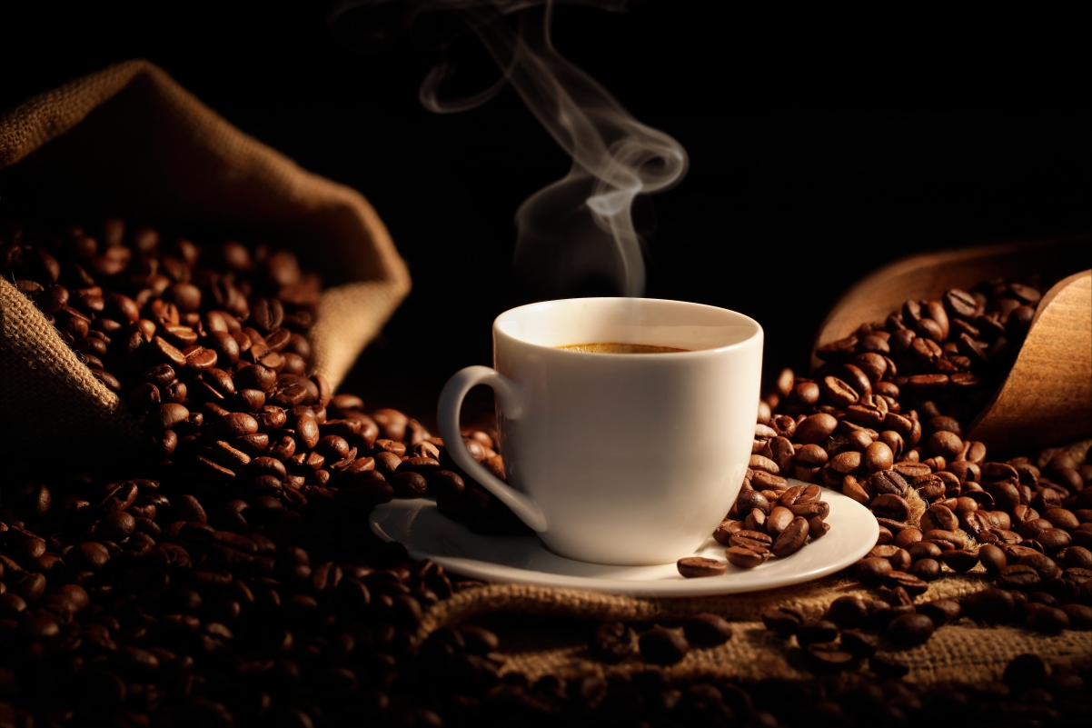 Bag, coffee beans, cup, picture