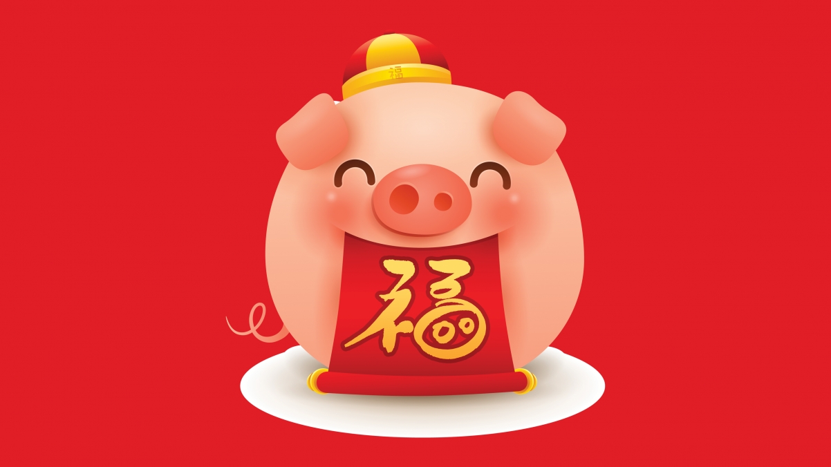 Pig blessing to the 2018 Spring Festival festive 4k