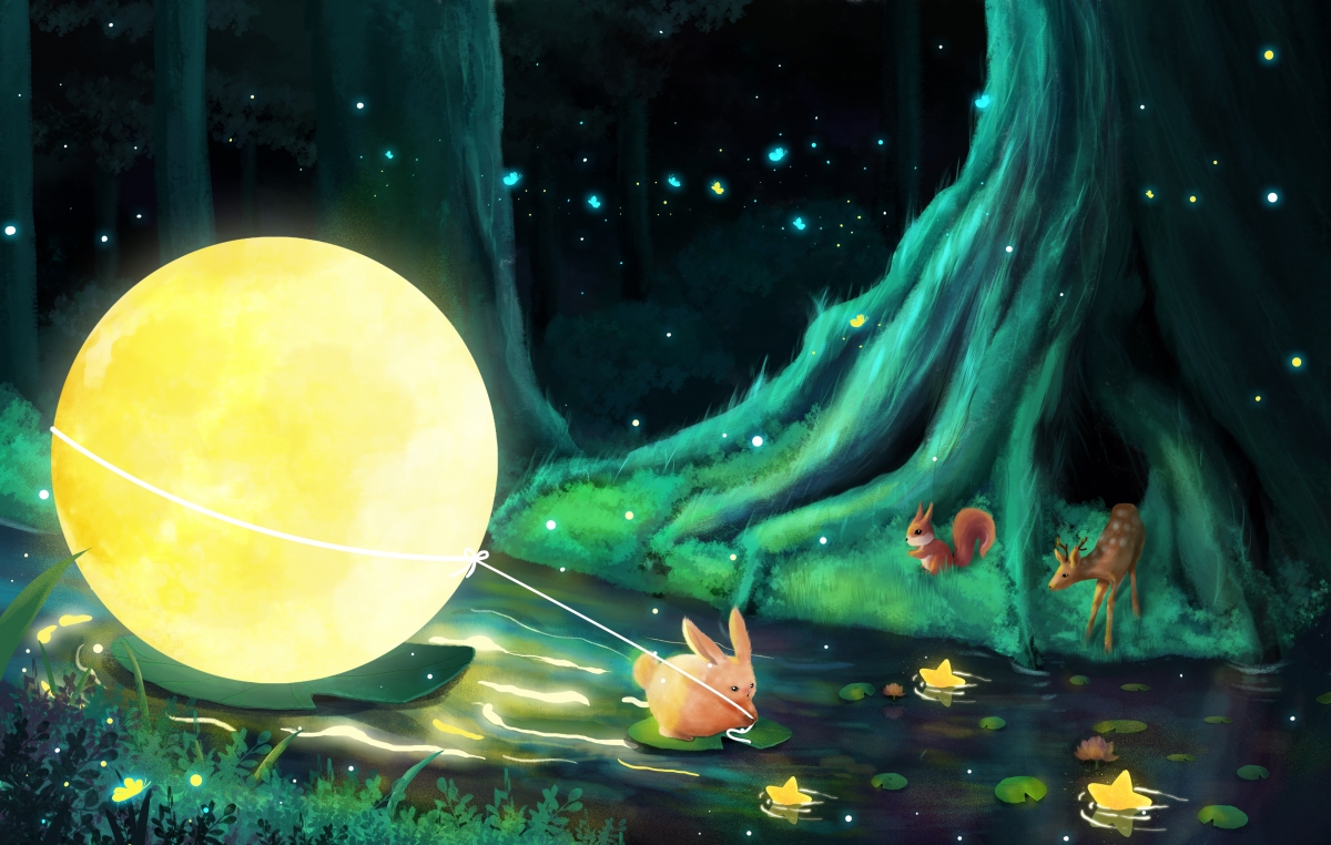 Mid-autumn festival illustration 5k wallpaper