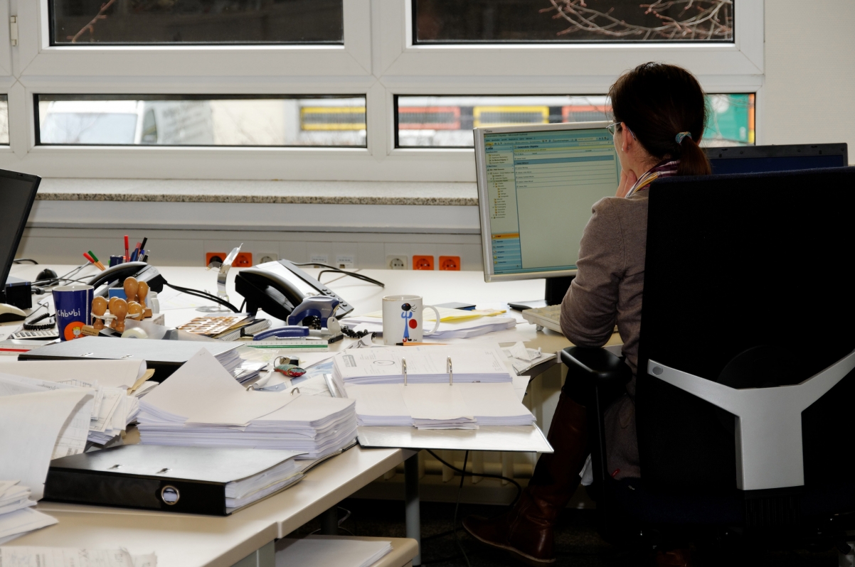 Picture of a woman working at a computer