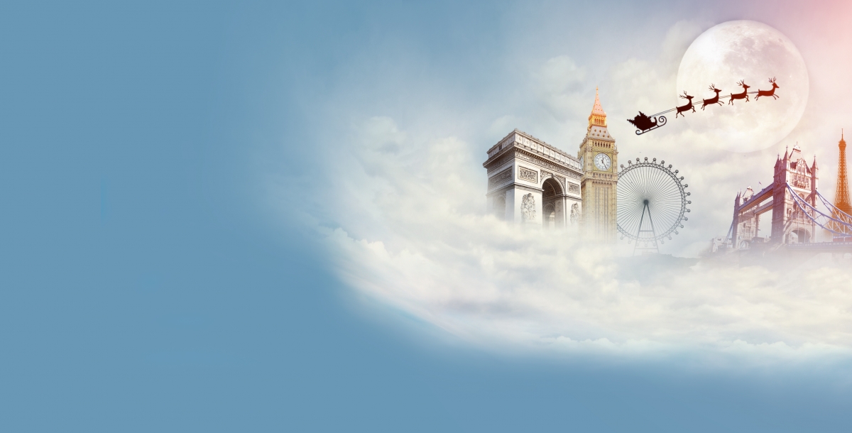 4k background image of buildings on clouds