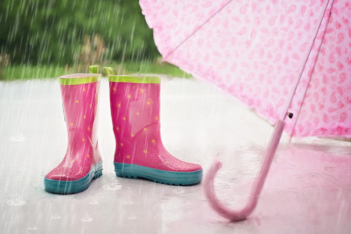 Rain boots raining umbrella summer 4K