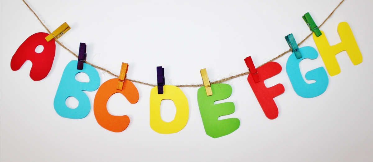 Children learning cartoon alphabet ABC pictures