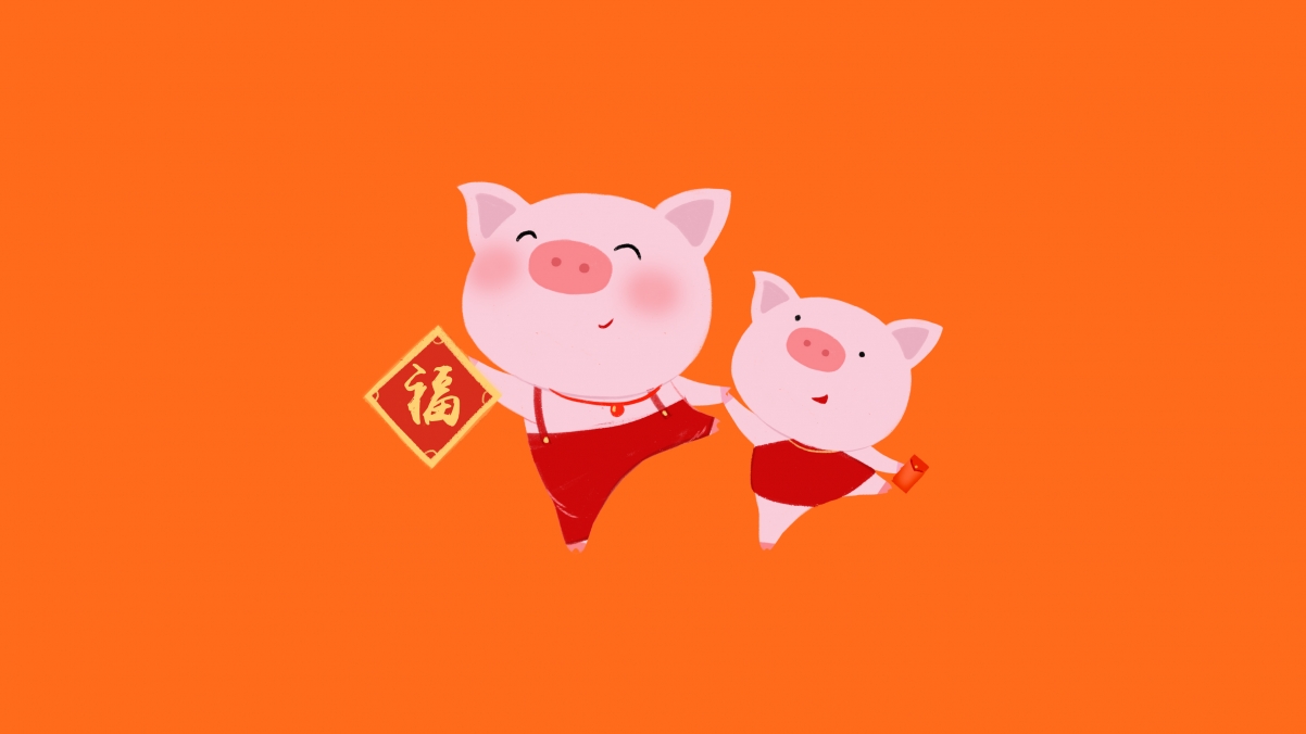 Little pigs send blessings for 2019 Chinese New Year festive 4k