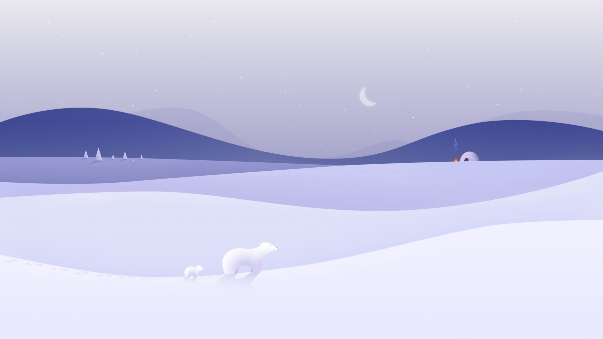 Bear and mother winter minimalist 5k wall
