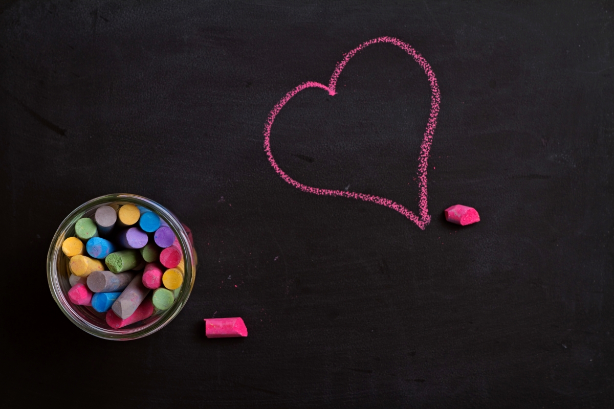 I love you, heart-shaped, chalk, blackboard