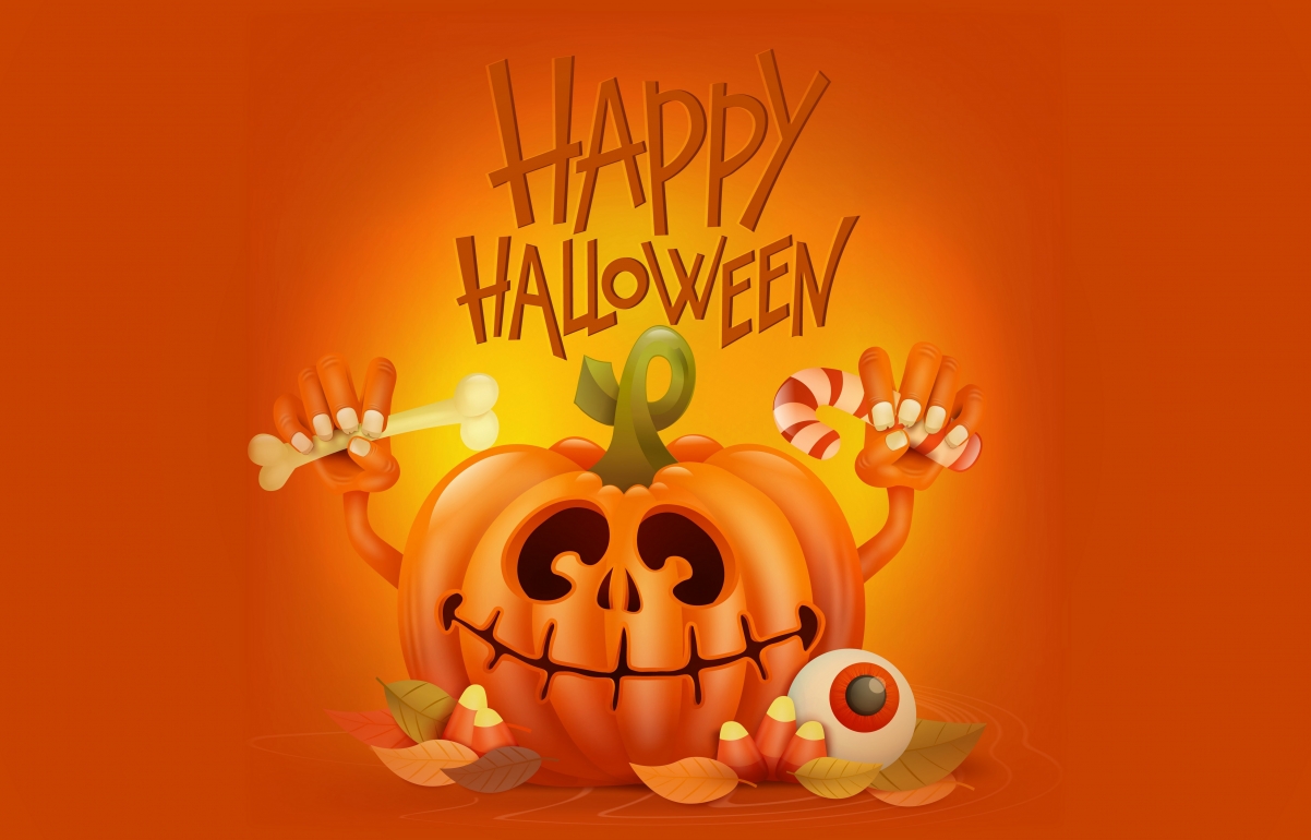 Smile, pumpkin, hand, halloween 4K wall