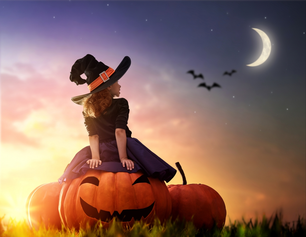 Halloween little girl pumpkin 6K illustration