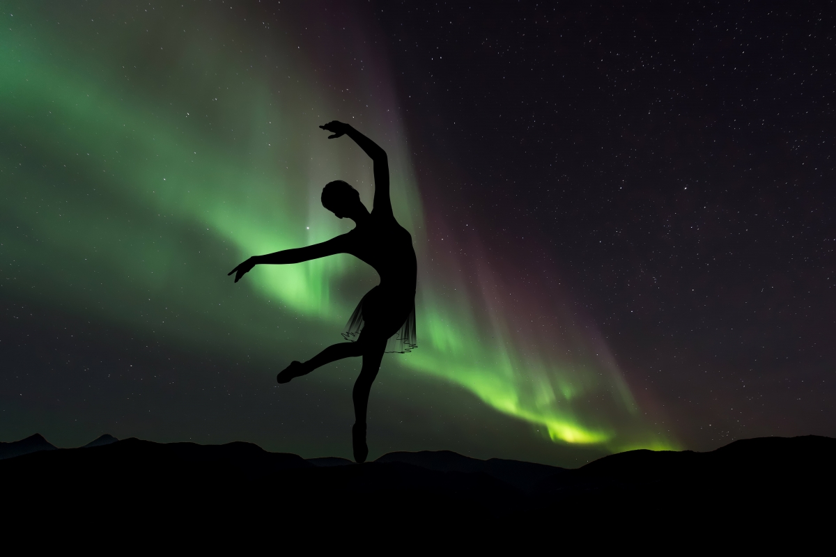 Night, night sky, starry sky, ballerina