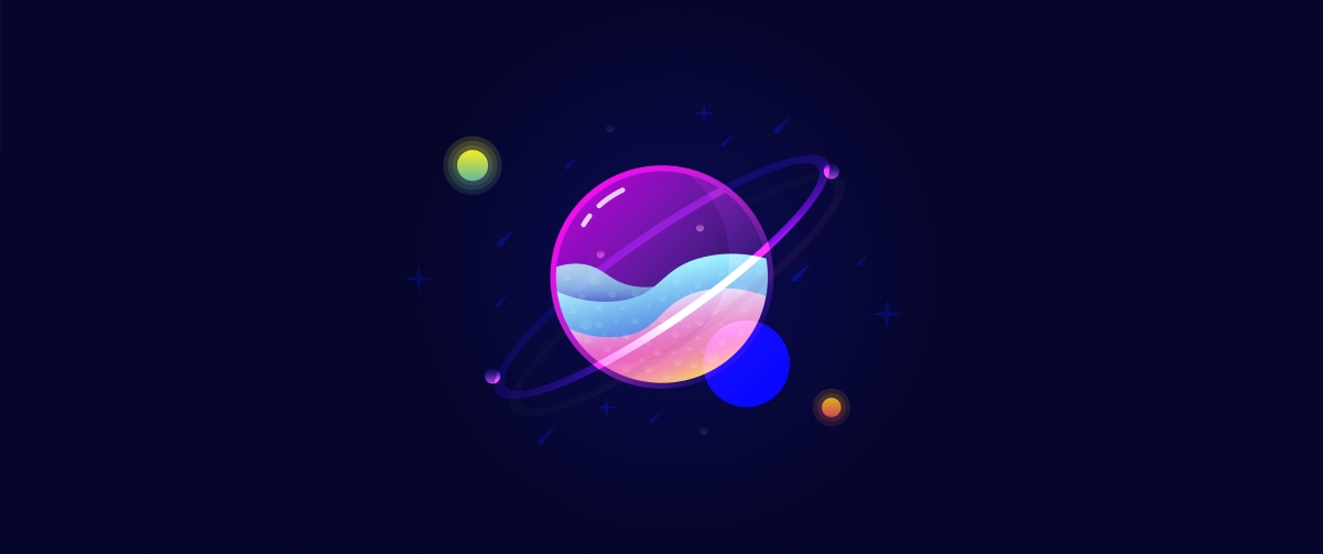 Solar system minimalist design wallpaper 3440