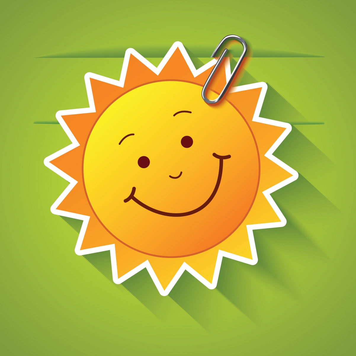 Sun paper clip smile cute illustration