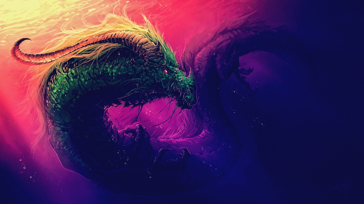 Underwater dragon 4k wallpaper