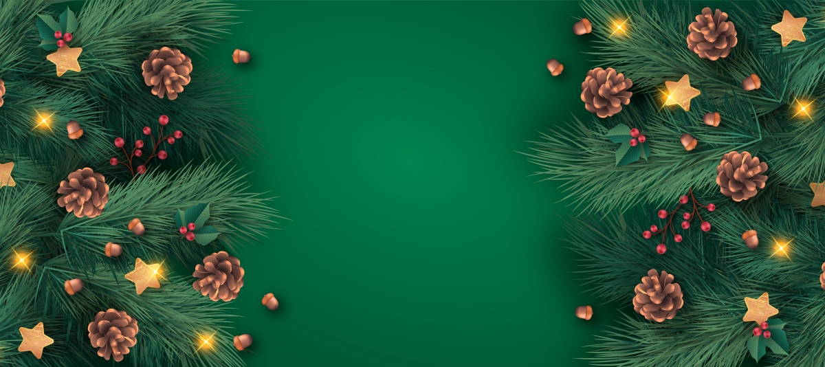 Hand painted beautiful green christmas background