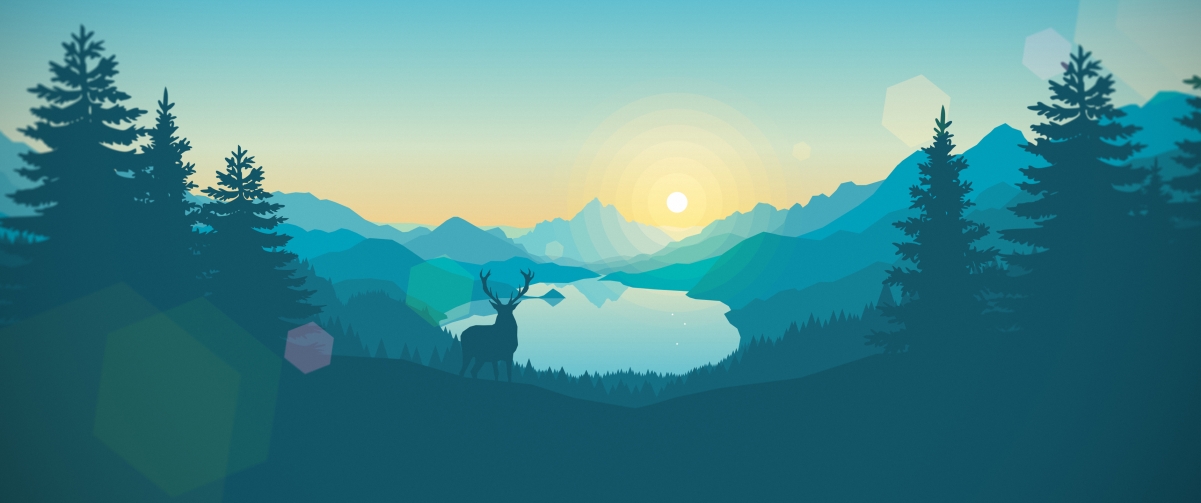 Mountain sunrise deer simple minimalist master