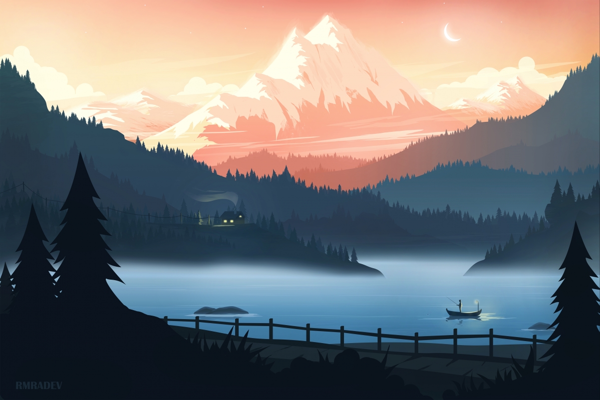 Mountain house, lake, and mountain resort
