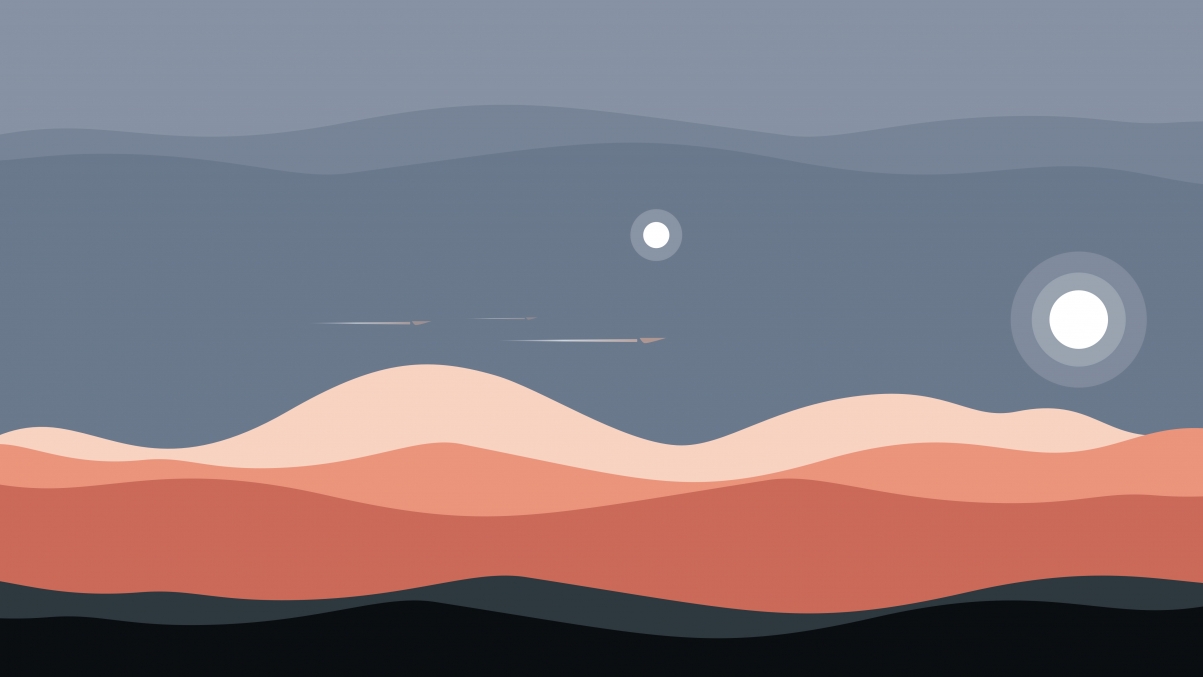 Sand dunes, cloudy at night, simple design