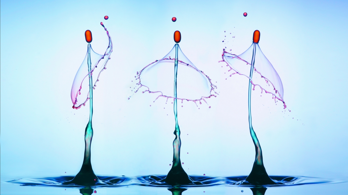 The Art of Three in One Water Drop 3840x