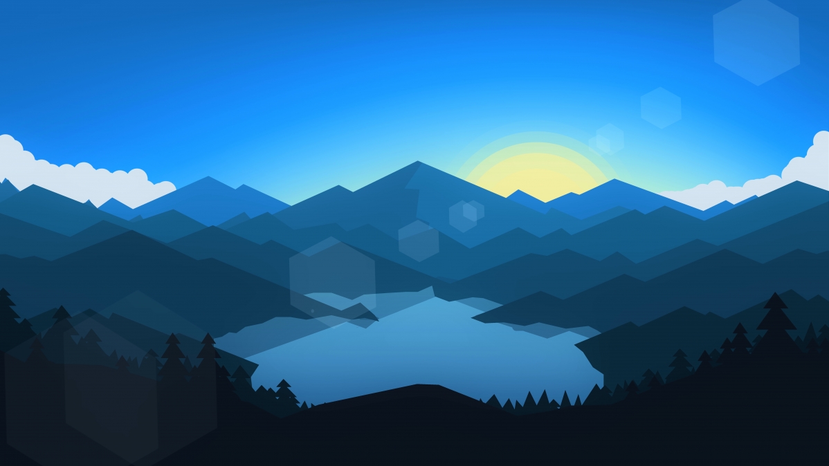 Sunset mountain lake landscape 8K wallpaper 7680