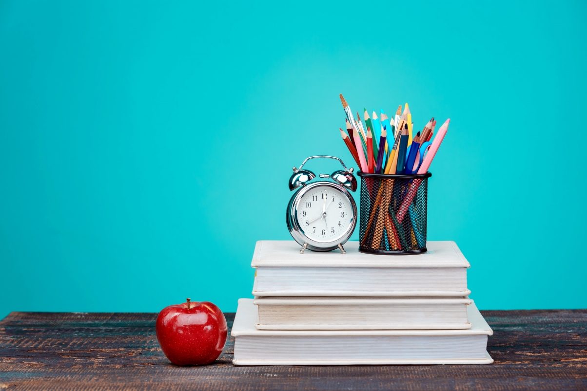 Pencil Apple Alarm Clock Back