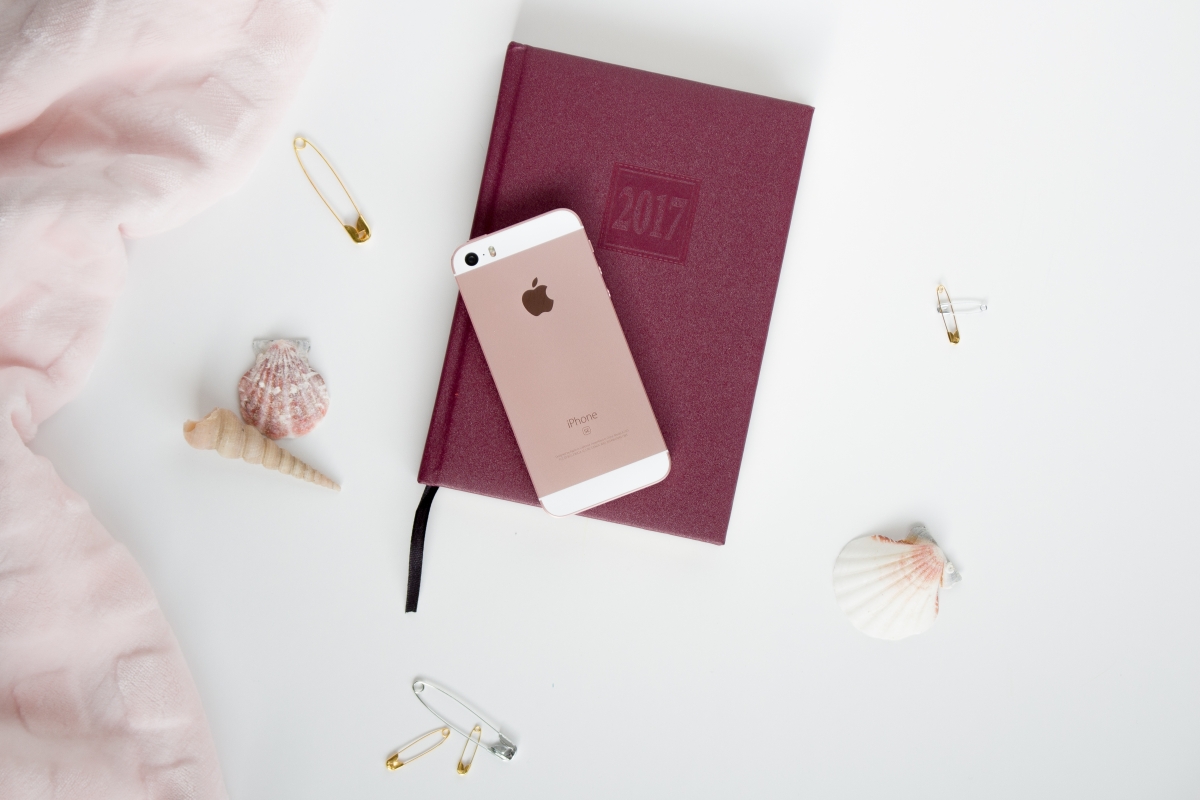 IPhone, notebook, shells, day