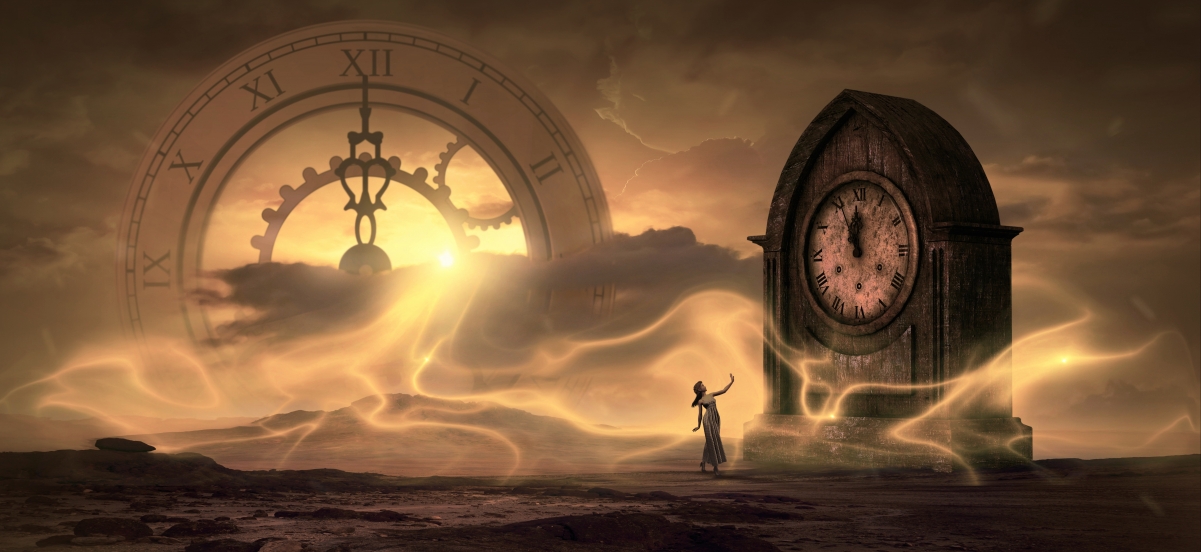 Woman time clock creative inspiration