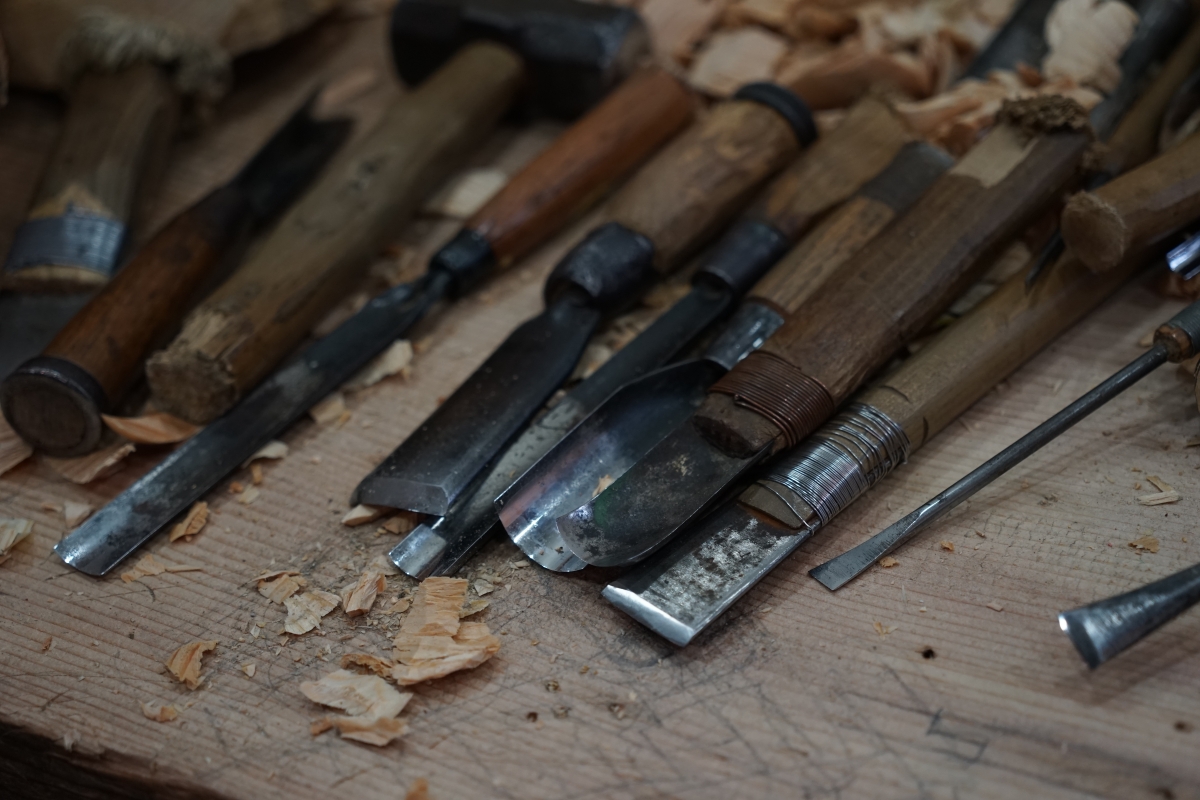 Woodworking stacked metal tools diagram