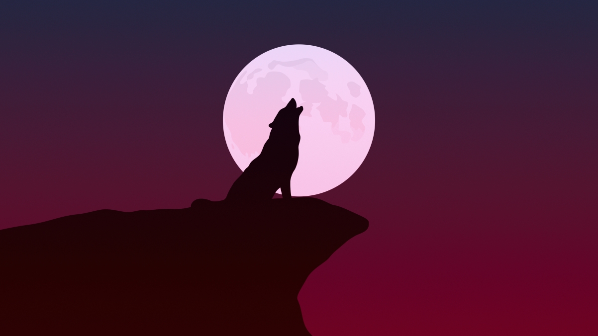 Wolf Howling Minimalist 4K Wallpaper