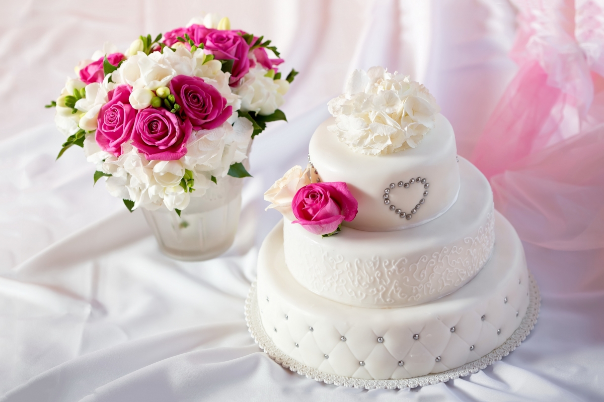 Festive exquisite cake bouquet flowers illustration