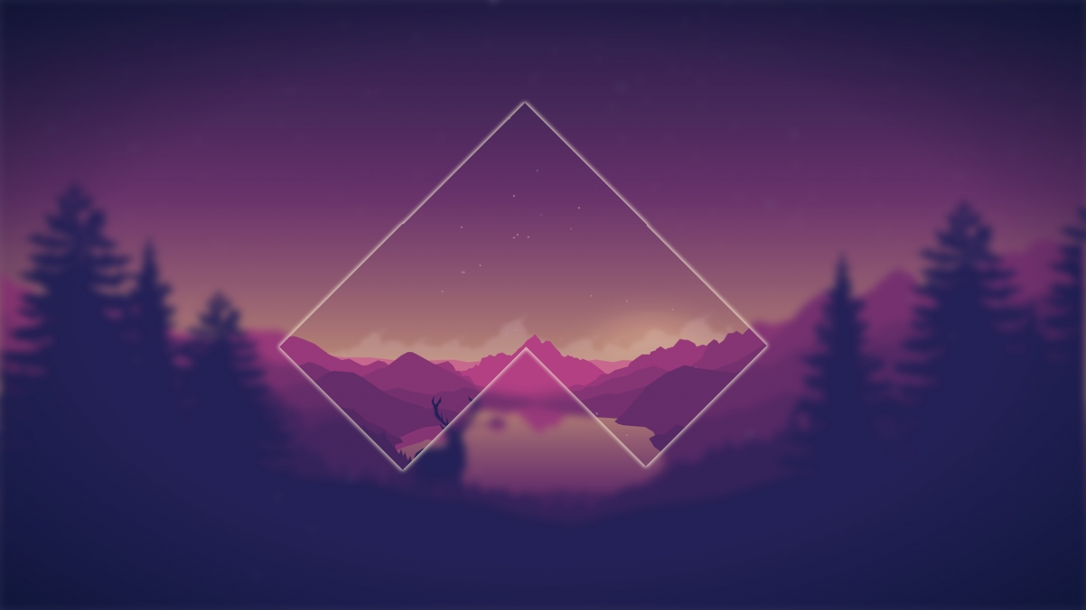 Minimalism, mountains, deer, minimalist scenery