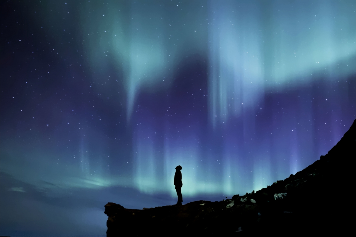 Aurora borealis sky night from