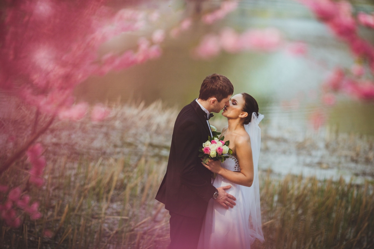 Wedding flowers bride groom getting married