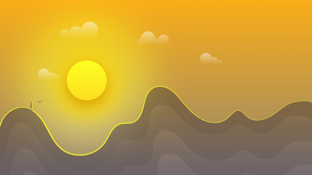 Yellow sun landscape creative graphics