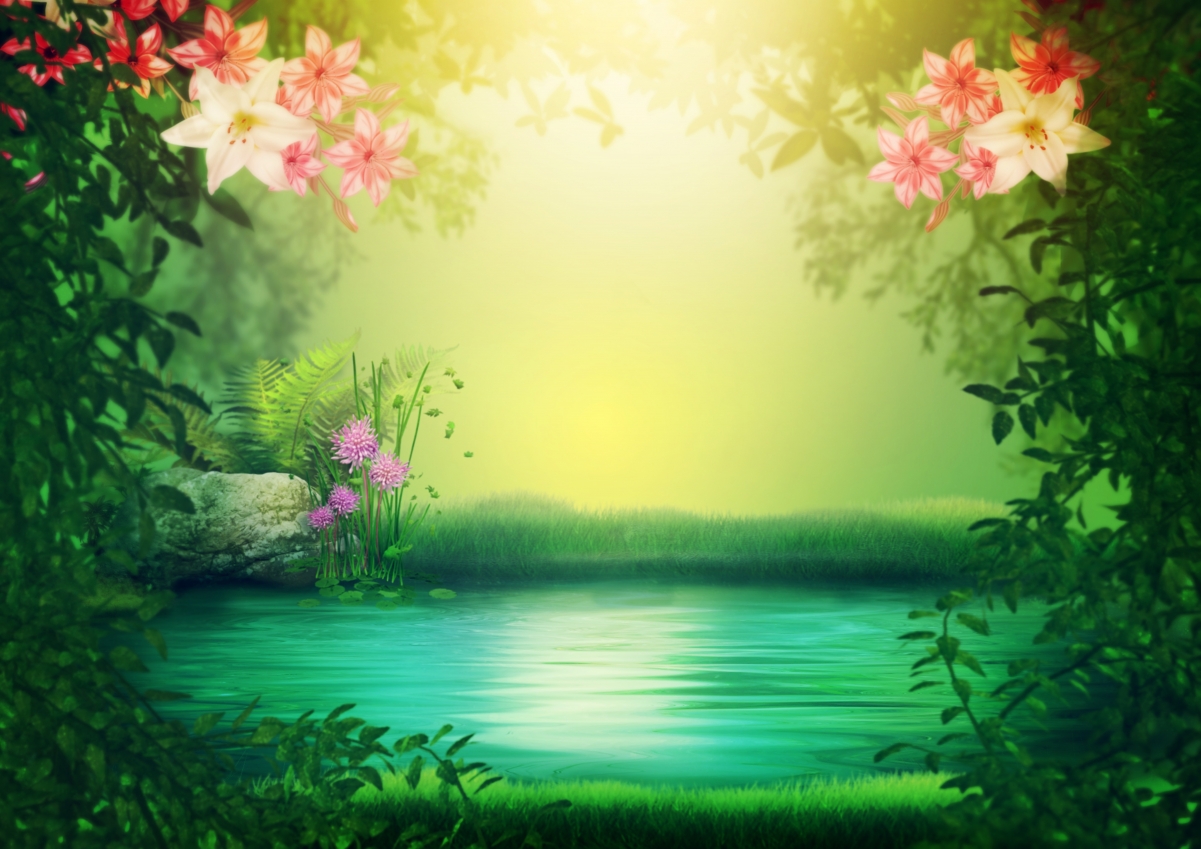 Fantasy lake romantic mood background