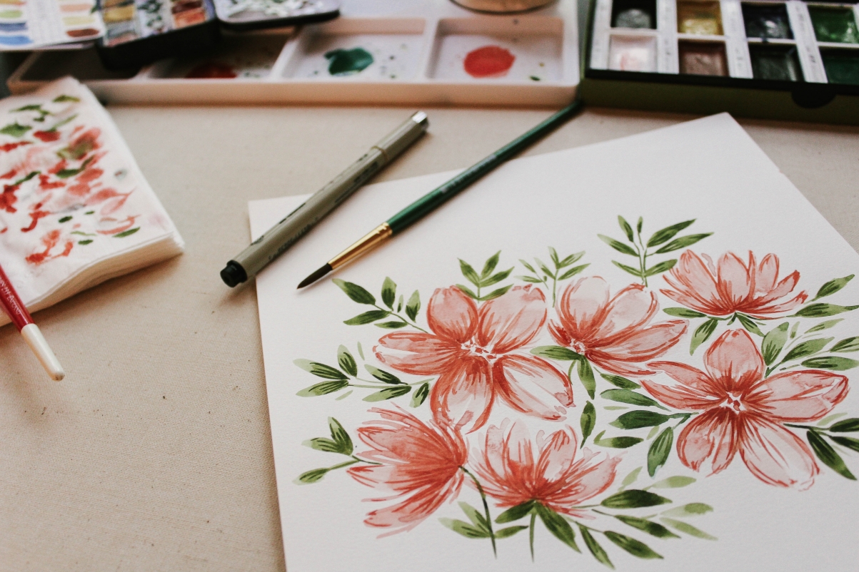 Painting flowers watercolor painting 5K pictures