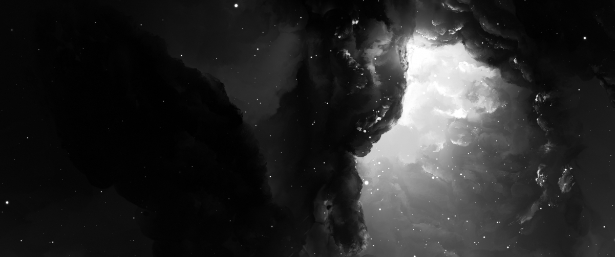 Black and white cloud starry sky 3440x144