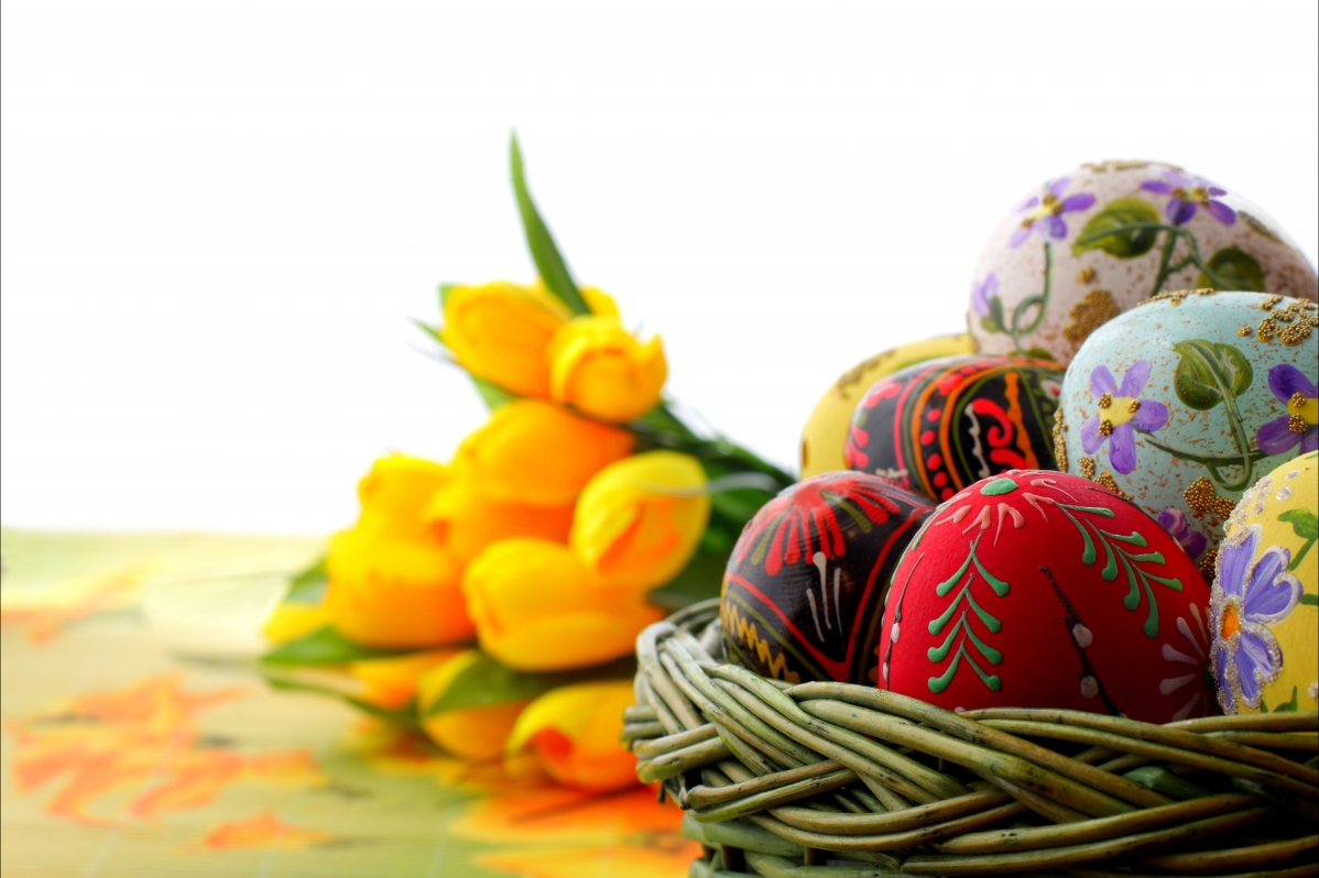 Easter colored eggs and flowers 7K illustration