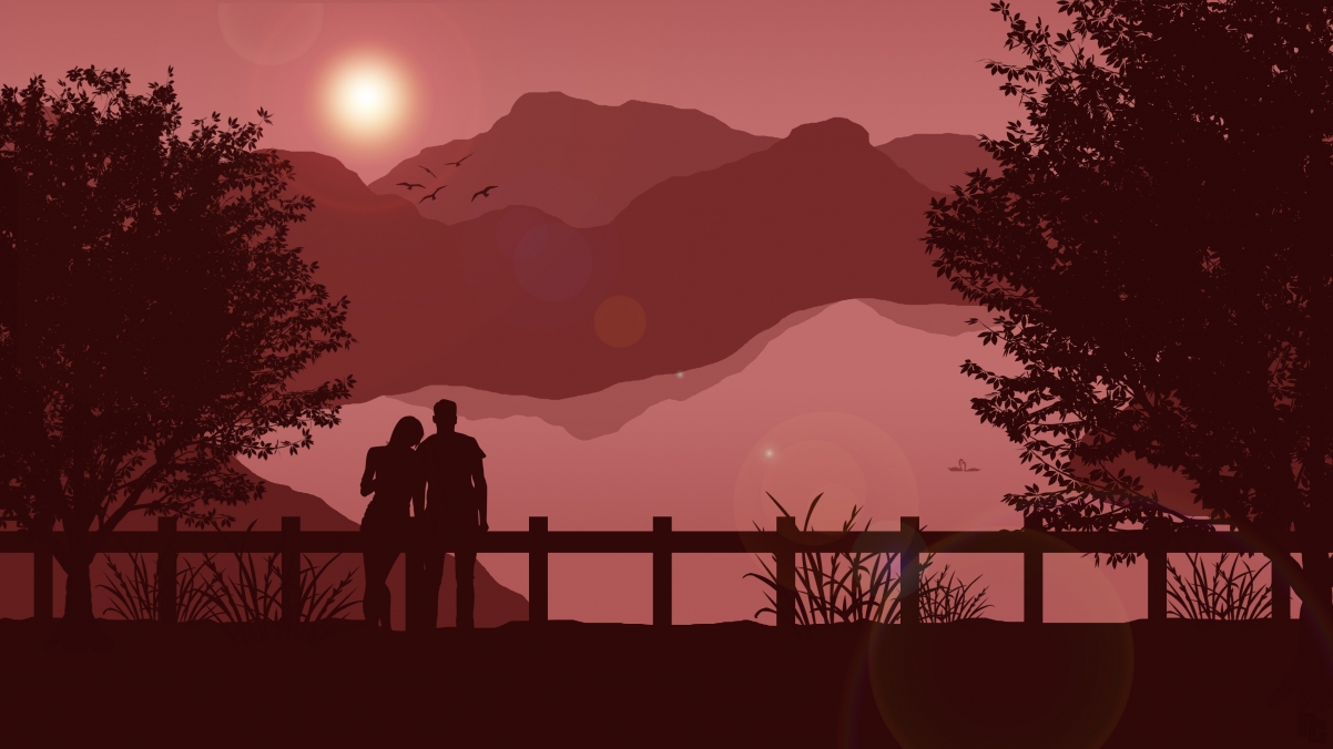 Landscape lover romantic 4k simple wall