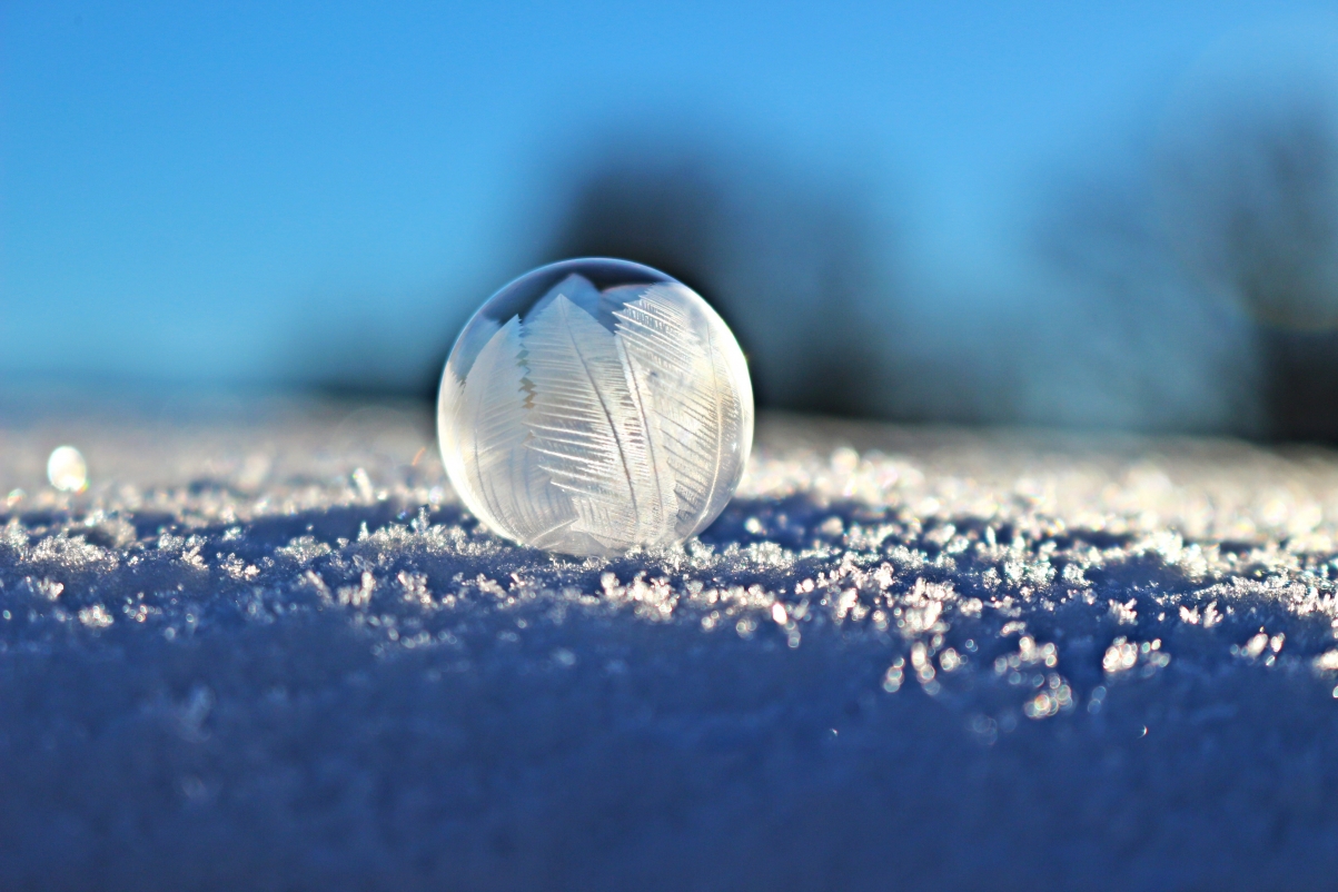 Soap bubble foam snow winter