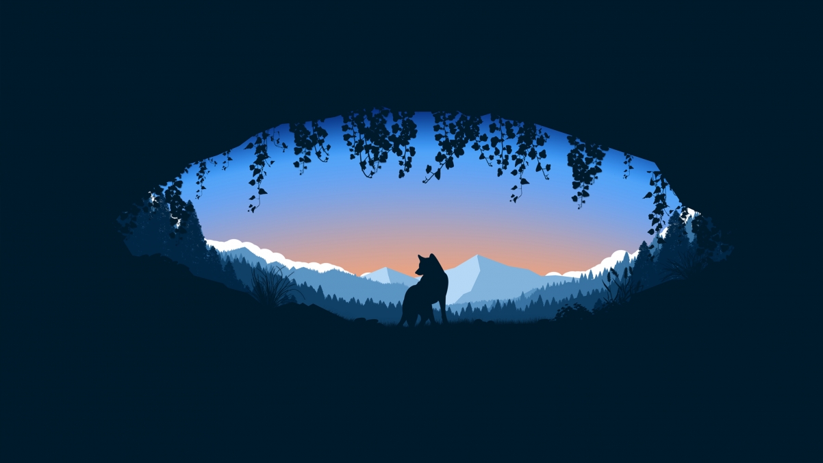 Cave Fox Painting Simple 4K Wallpaper