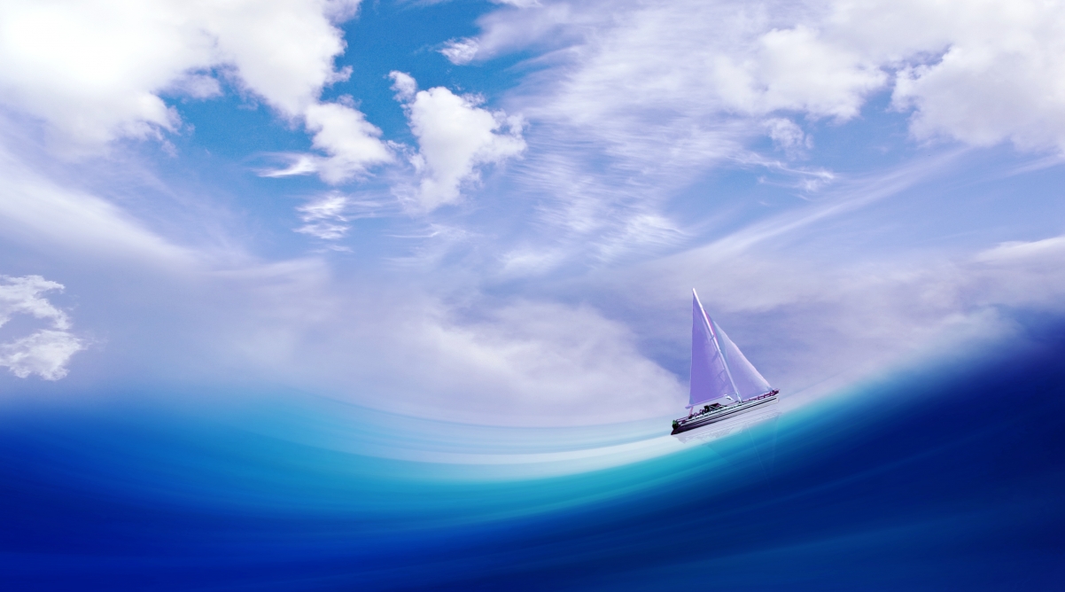 Ship sea wave water sail sky cloud