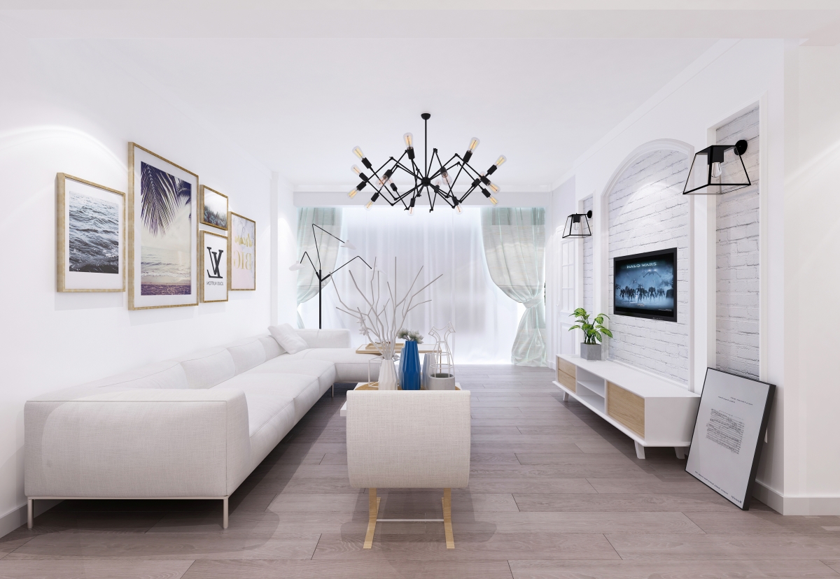 Nordic style living room renderings 4K back