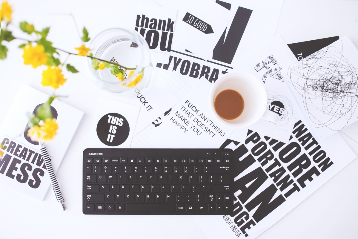Items on the desk keyboard miscellaneous