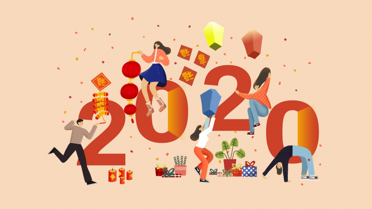 2020 happy new year creative design 4k