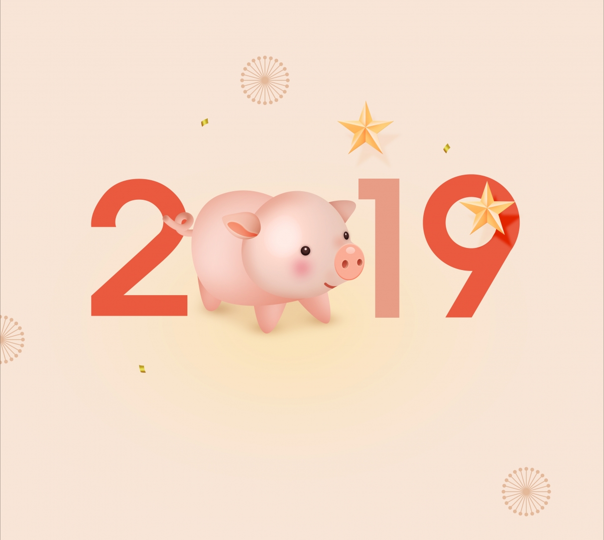 2019 pig year cartoon pig happy new year