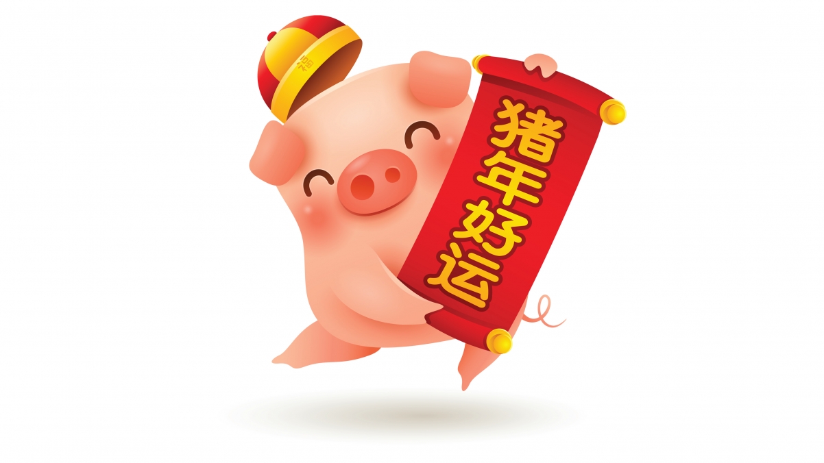 2019 year of the pig good luck 4k wallpaper