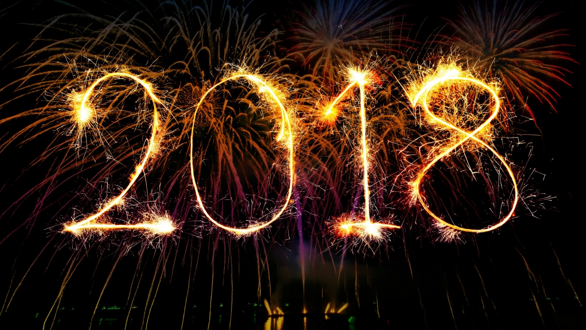 2018 new year, fireworks, beautiful night